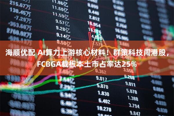 海顺优配 AI算力上游核心材料！群策科技闯港股，FCBGA载板本土市占率达25%