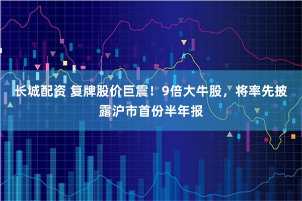 长城配资 复牌股价巨震！9倍大牛股，将率先披露沪市首份半年报