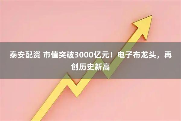 泰安配资 市值突破3000亿元！电子布龙头，再创历史新高